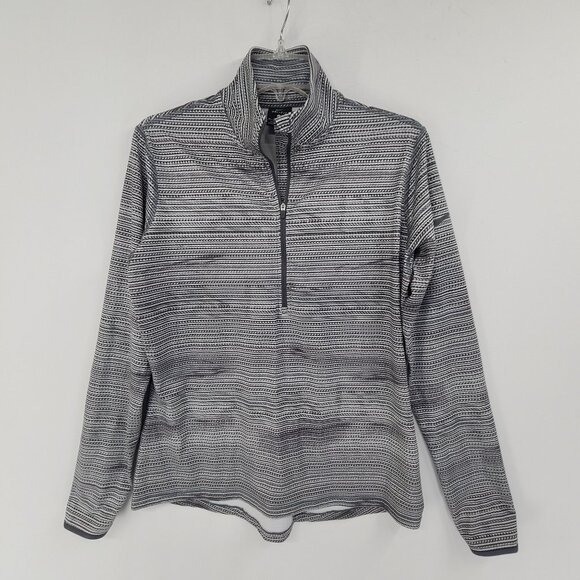 Nike Tops - Nike Gray & White Half-Zip Striped Pullover Sweatshirt